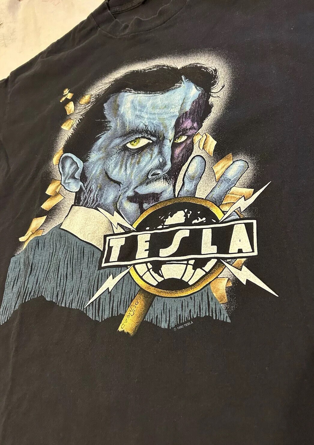 Vintage 1992 Tesla Psychotic Supper Pushead Tour Shirt Tee XL 90s Giant Tee Jays gallery