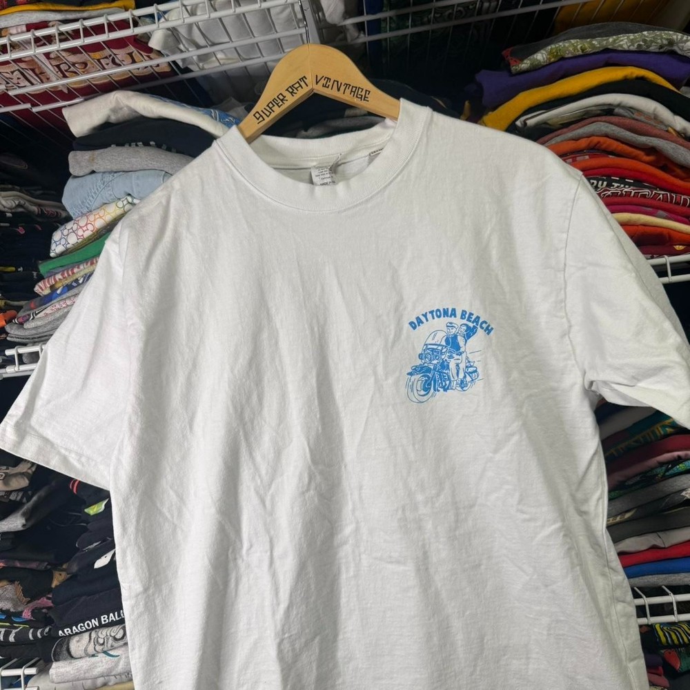 Modern Daytona beach motorcycle classic t shirt white L