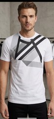 ARMANI EXCHANGE White RIGHT SIDE UP Short Sleeve Slim Fit Designer T-shirt NEW