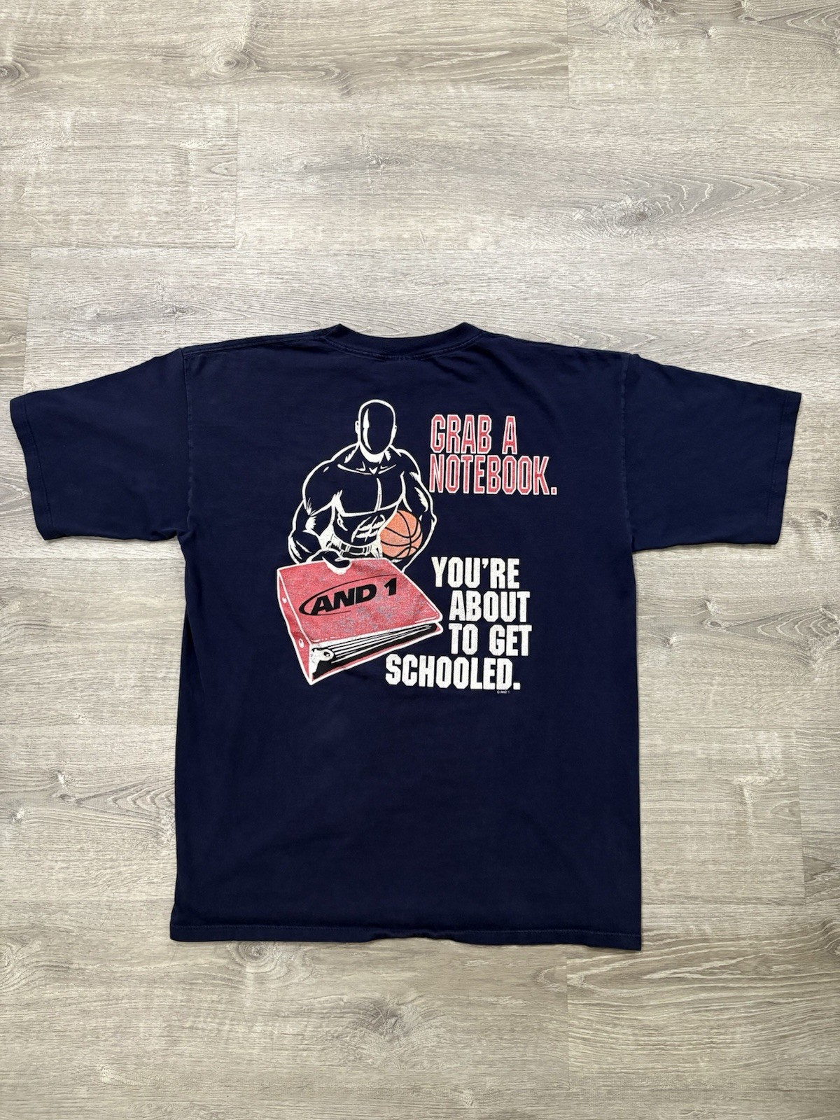 Vintage And 1 Basketball T Shirt About To Get Schooled Men’s XXL 2XL Navy Blue gallery