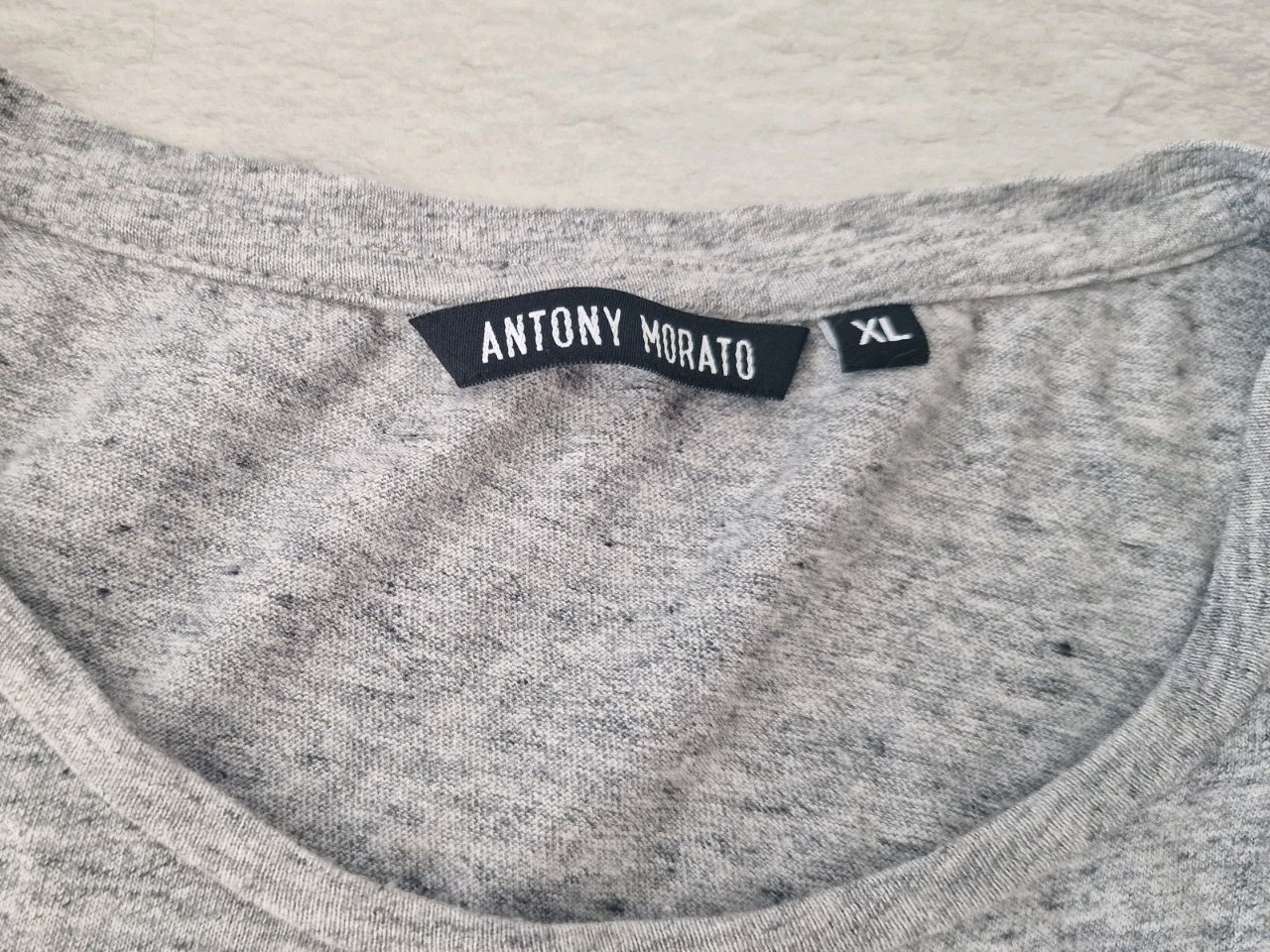 Antony Morato Men's Grey Marl T-Shirt XL Multicoloured Chenille Embroidered gallery