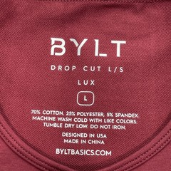 BYLT Drop Cut LUX Long Sleeve Stretch Red Shirt Men’s Large NWT