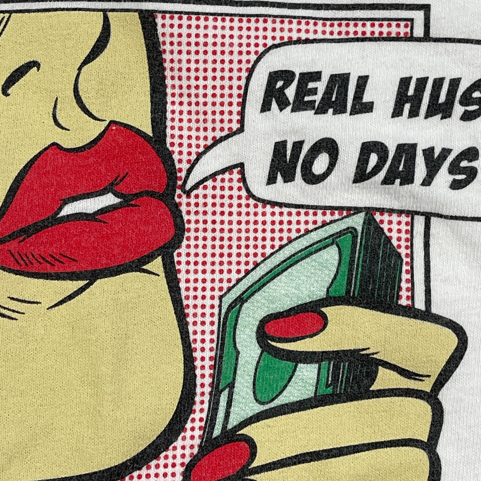 Vintage Y2K Real Hustle No Day-Off Pop Art Shirt Medium 19x25 White gallery