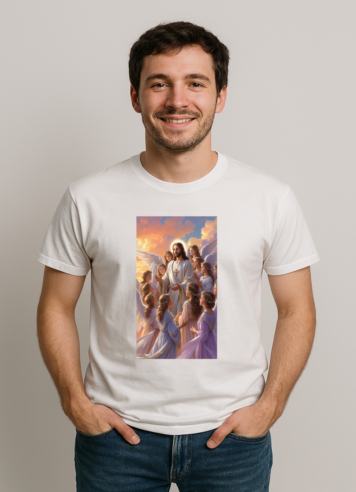 Set of two t-shirts allegorical to God, printed in DTF gallery