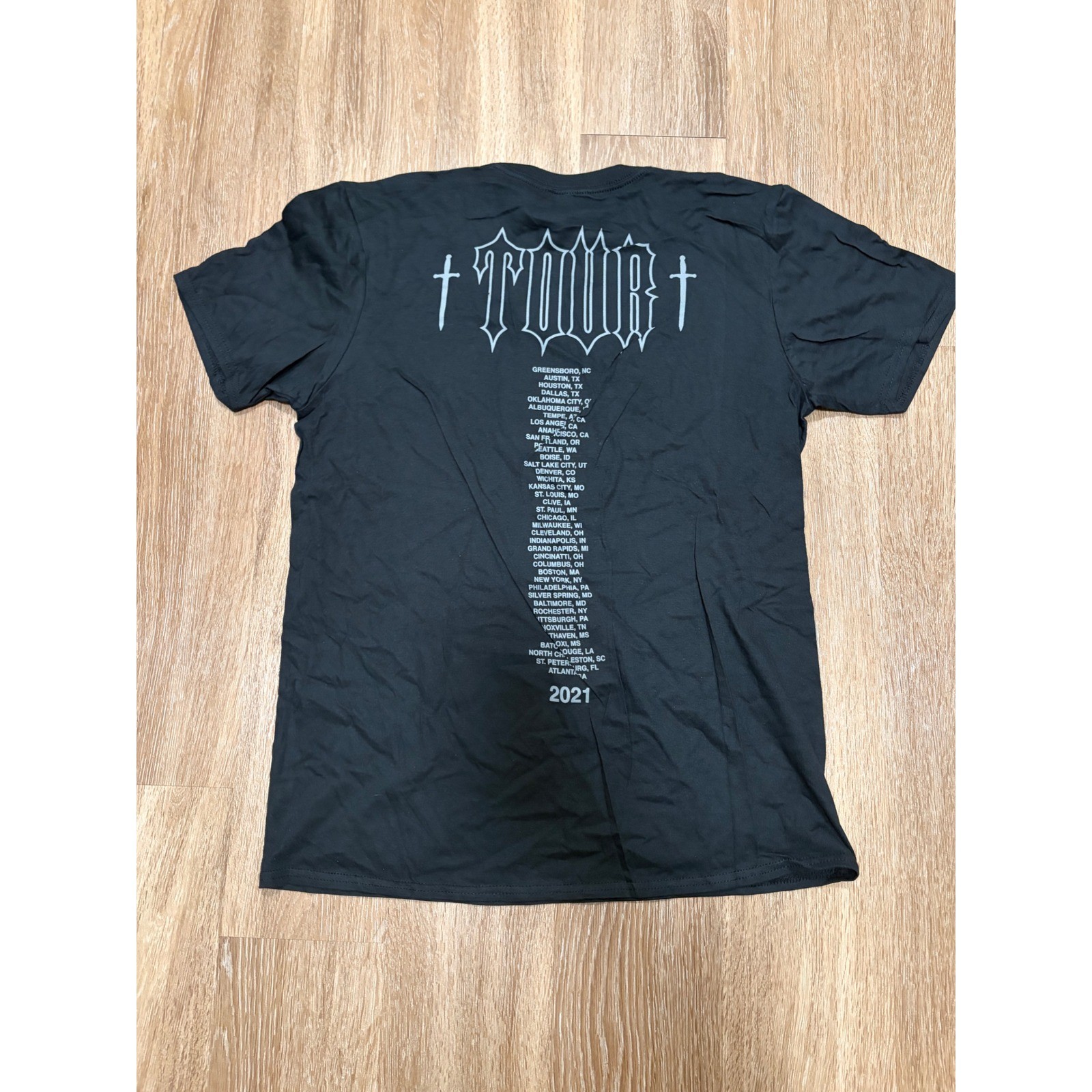 The Thread Shop 2021 Tour T-Shirt Mens Large Black Greek Letter Graphic Tee gallery