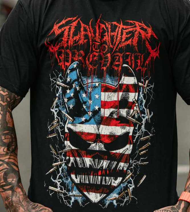Slaughter to Prevail ARTWORK us flag black T-shirt unisex PUMIG66