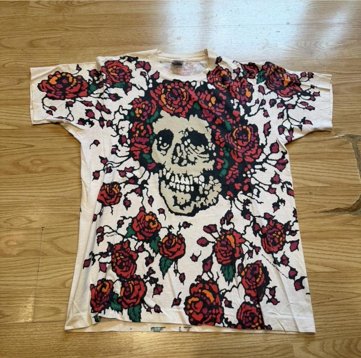 GRAIL Grateful Dead Skull And roses 1992 Single Stitch All Over Print Size Large
