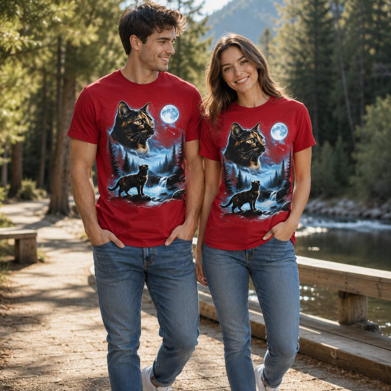 Tortoiseshell Cat Howling at Moon 90's Retro T-Shirt gallery