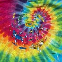 Vintage Crayola Experience Cartoon Hand Dyed Sun Dog Tie Dye T-Shirt Large