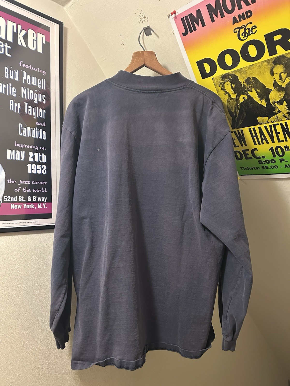 LEE vintage 90s SUN FADED Distressed Navy Long Sleeve GRUNGE Mock Neck Shirt XL gallery