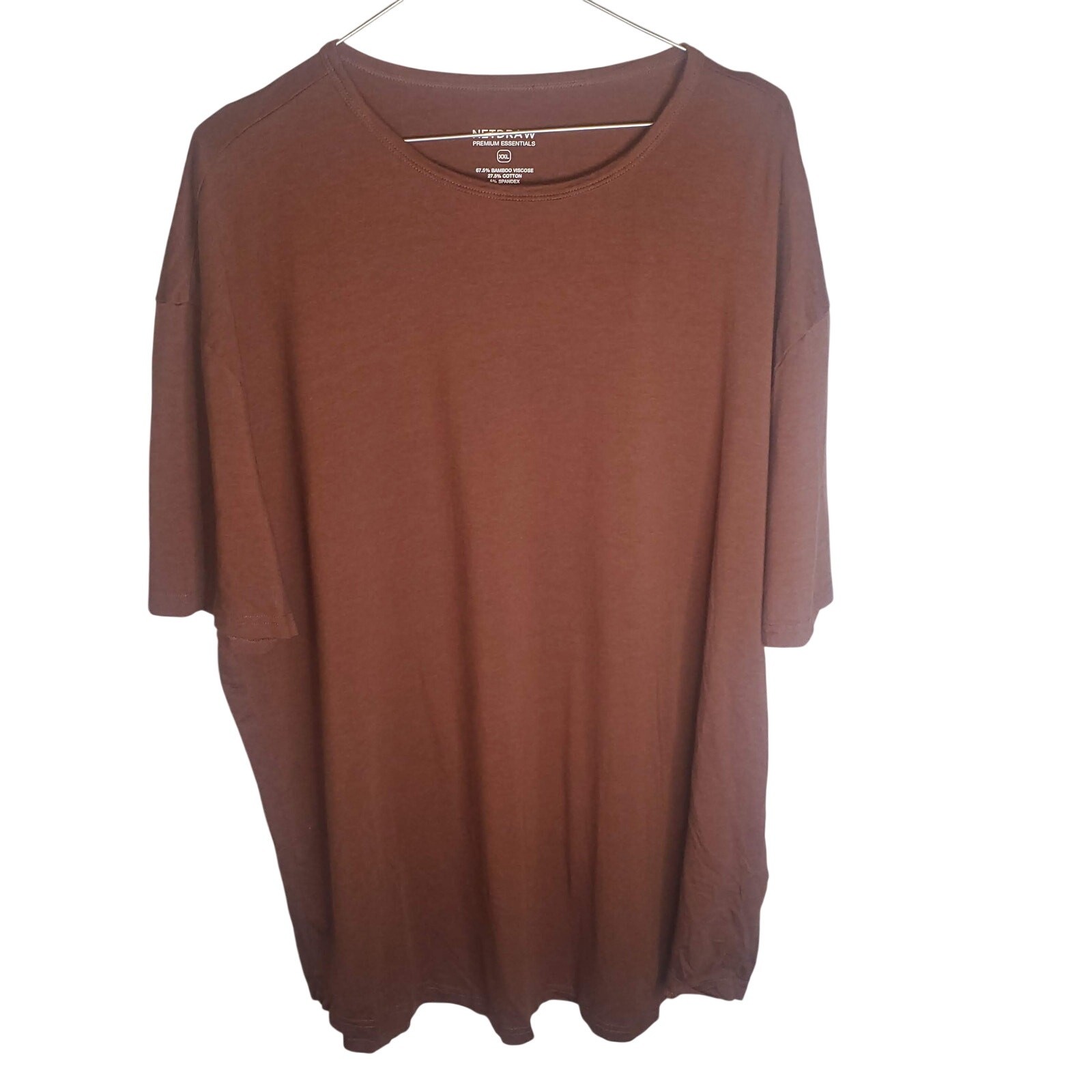 Netdraw Men’s Curved Hem Bamboo Blend T-Shirt in Brown Size XXL UPF 50