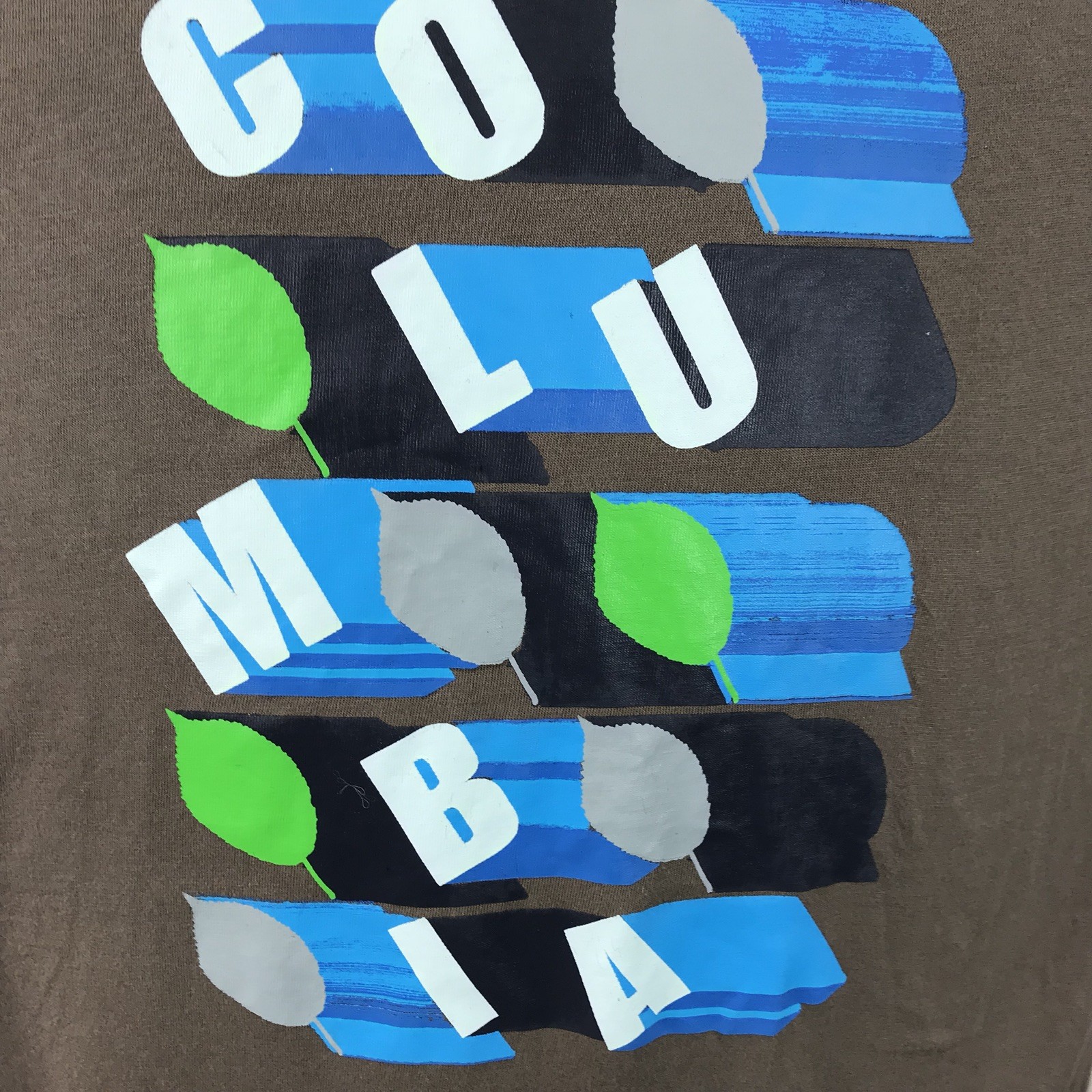 Columbia Sportswear Olive Drab Green XL Graphic T Shirt Short Sleeve Leaves gallery
