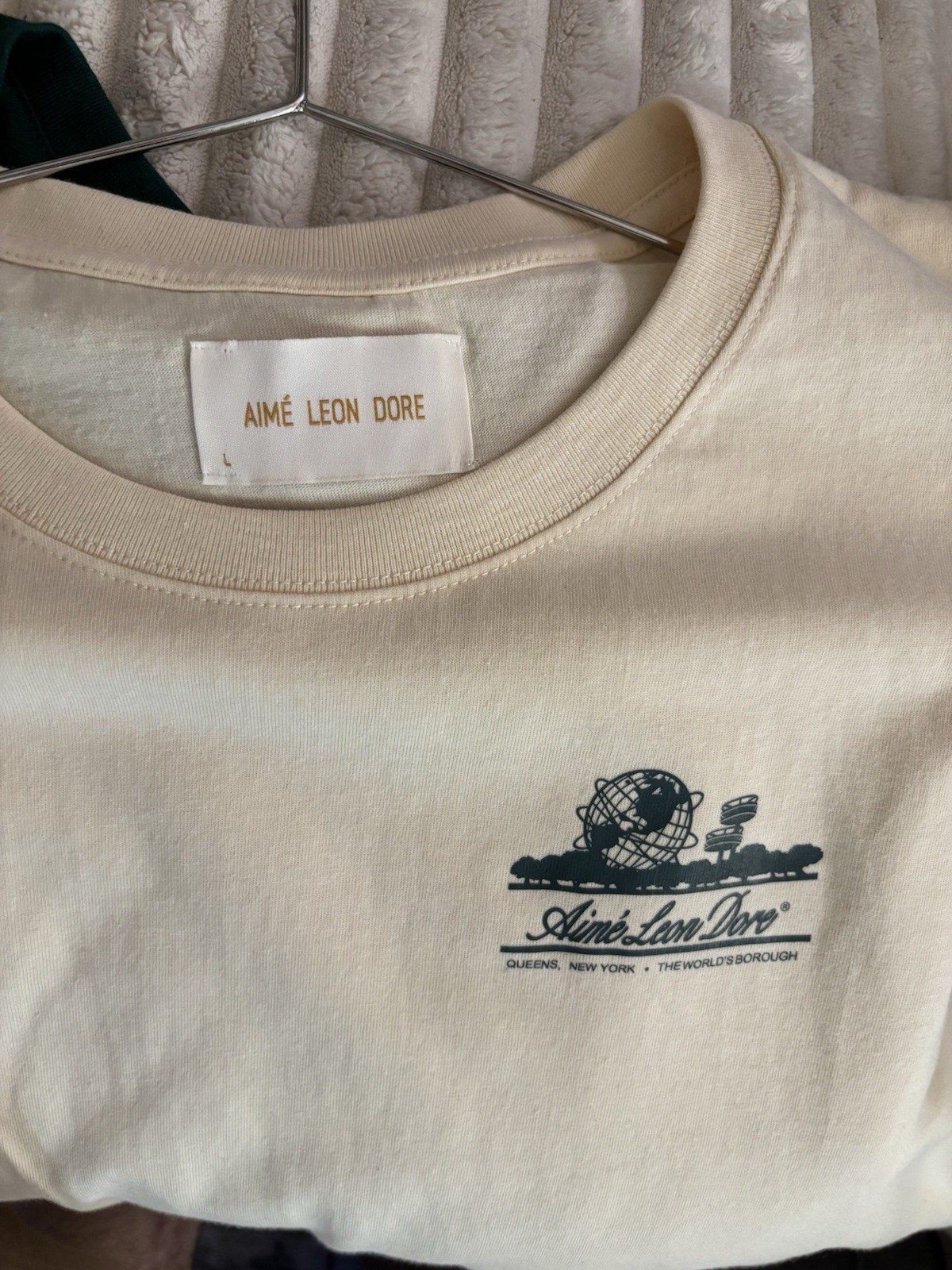 Aime Leon Dore Men's White Short Sleeve T-Shirt Large Tan gallery