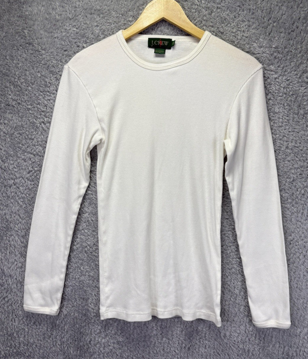 VTG J.Crew Oarsman Men's XS White Ribbed Thermal Shirt Long Sleeve Crewneck gallery