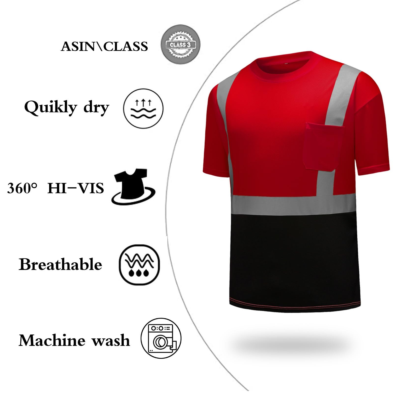 High Visibility Safety T Shirt Quick Dry Reflective Workwear Construction Wear gallery