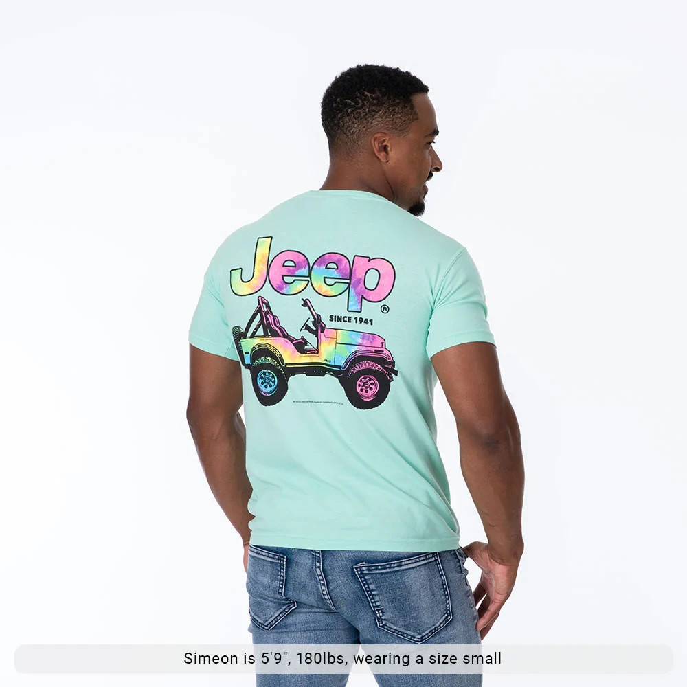 Jeep Beach T-Shirt Tie Dyed CJ comfort Colors Tee Shirt teal - Sizes S/M/XL gallery
