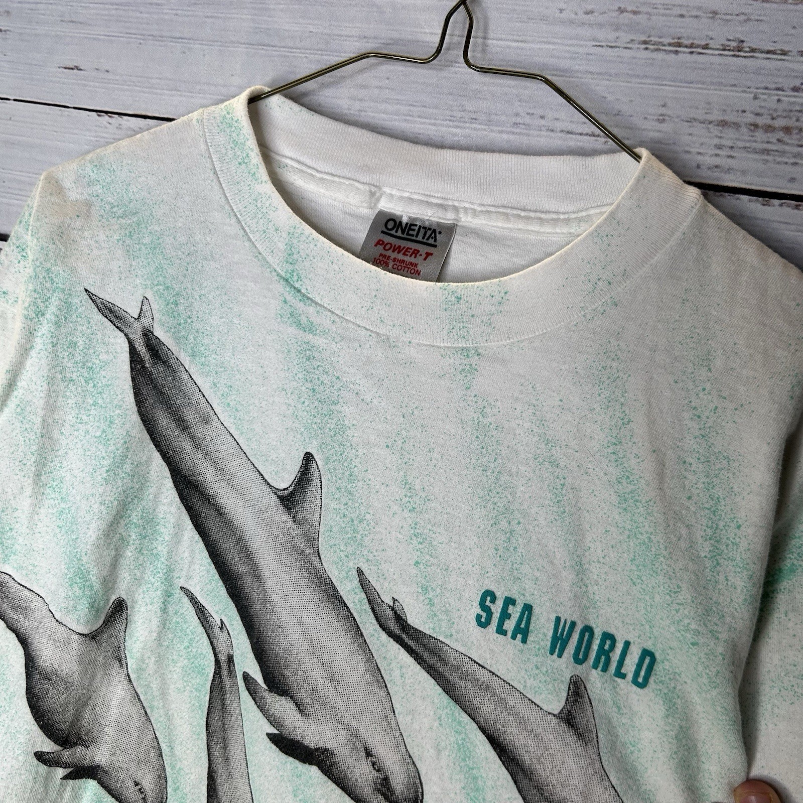 Vintage Sea World Single Stitch T-Shirt Nature All Over Print Graphic Dolphins L gallery