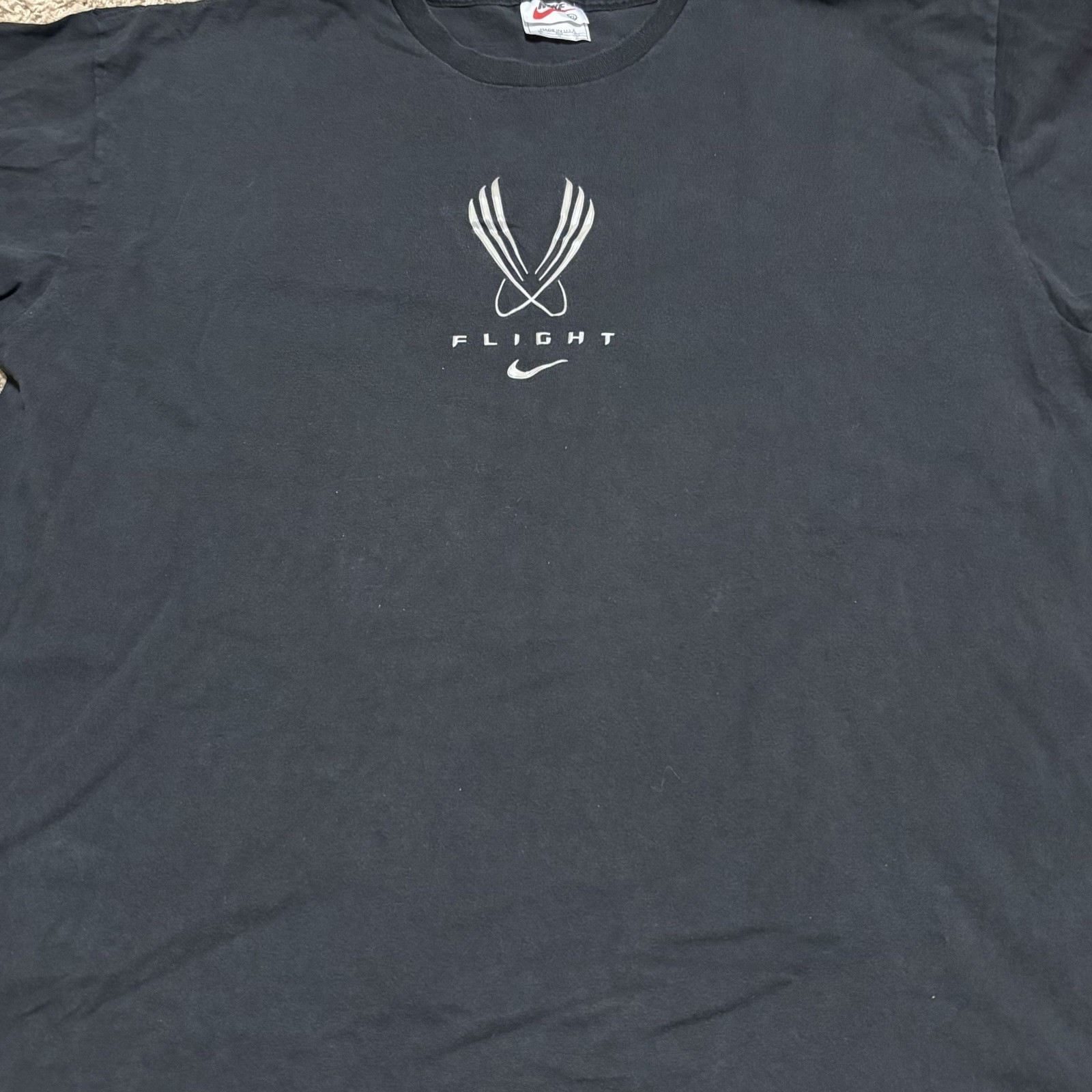 Vintage Y2K 80s 90s Made In USA Nike Flight Basketball Black T Shirt Mens XL gallery