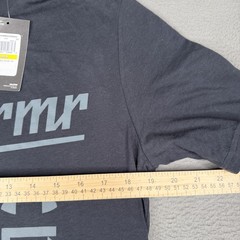 Under Armour Shirt Mens Medium Navy Baseball Script Tee Loose Fit 1367675