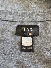 Fendi Mens Gray Studded Monster Eyes Cotton Crew Short Sleeve T Shirt Sz 50