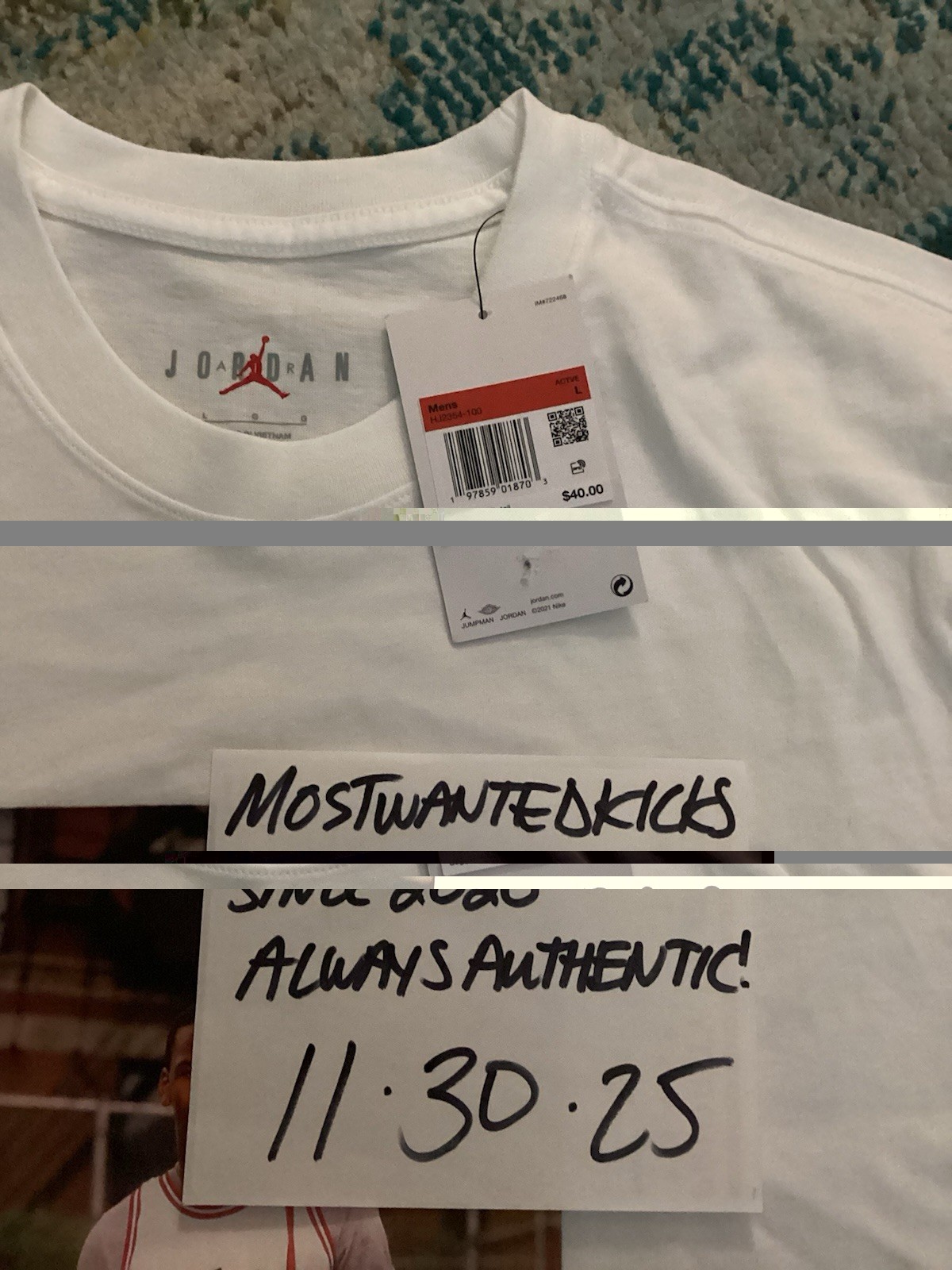 NWT Nike Air Jordan 1985 Photo White T-Shirt Men’s Sz L FREE SHIPPING!! gallery