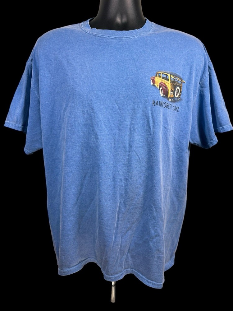 Blue Double Sided Rainforest Cafe Graphic Orlando, Florida Souvenir Tee Size XL