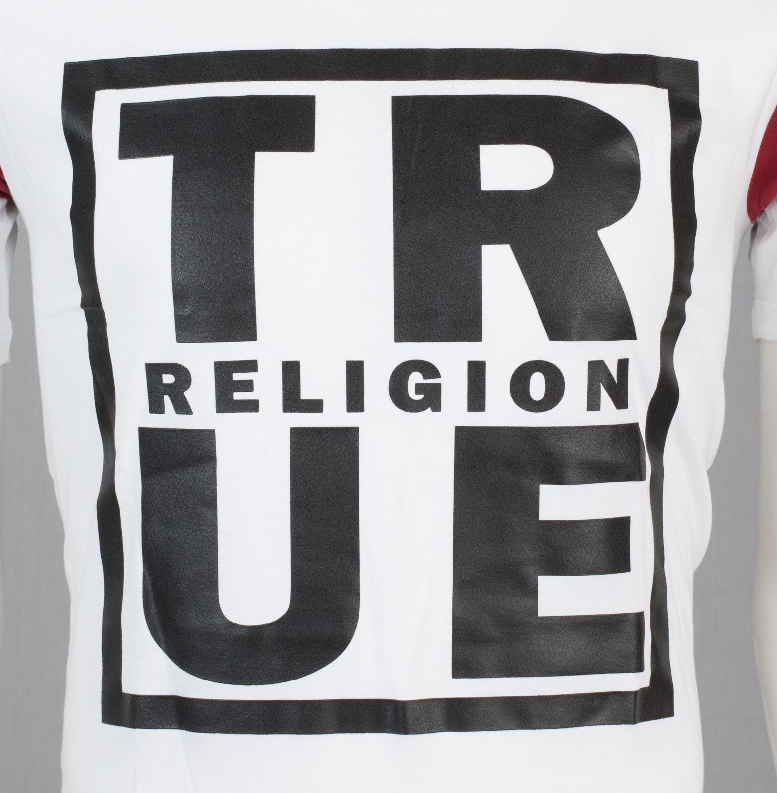$79 TRUE RELIGION White SQUARE FOOTBALL Short Sleeve Designer Graphic T-shirt gallery