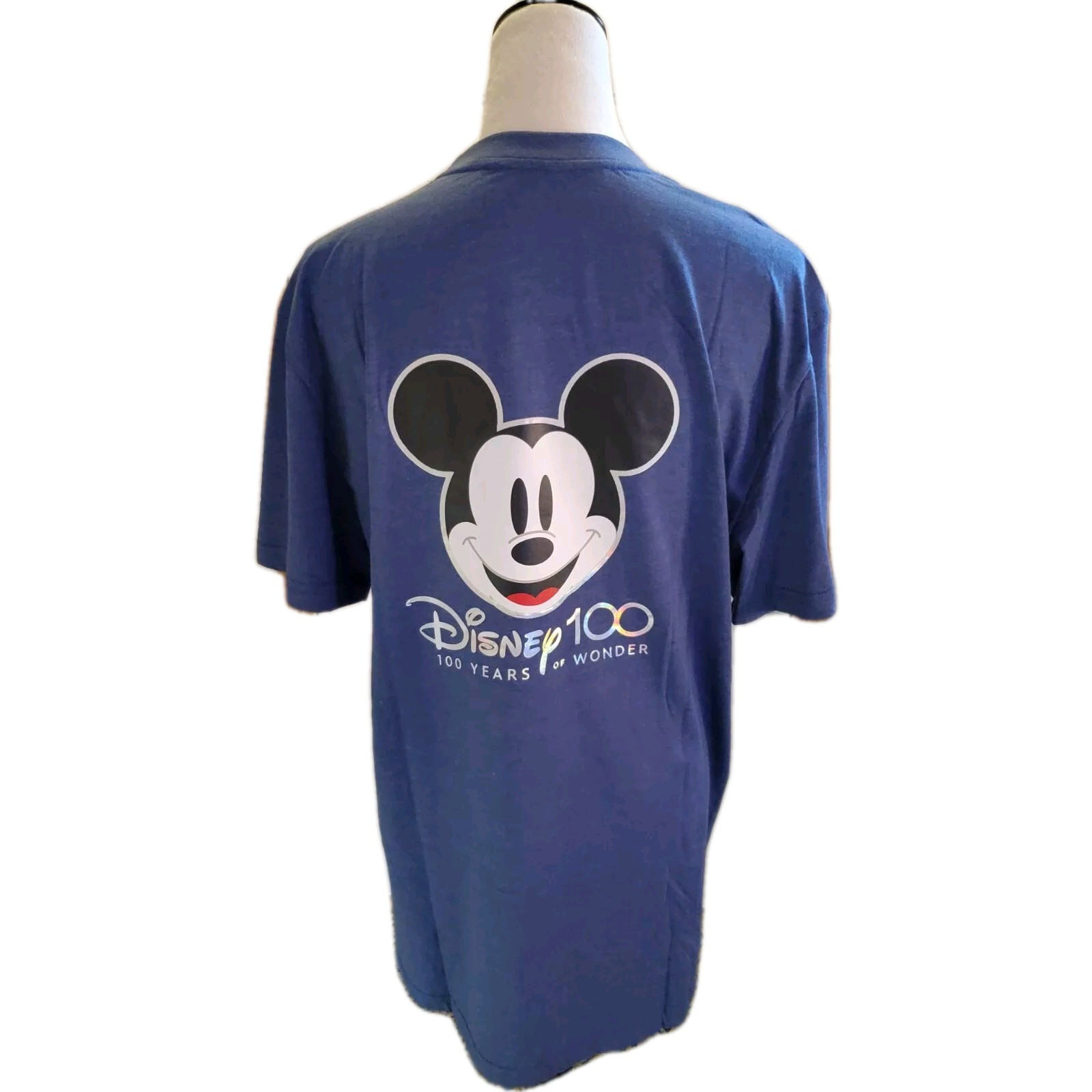 NWT Unisex Disney Blue T-Shirt 100th Celebration Front & Back Graphics Sz.Lg gallery