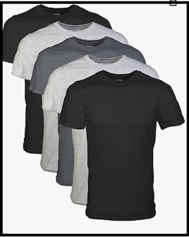 Gildan Men's Crew T-Shirts Multipack Style G1100 Assorted Black 5-Pack, X-Large gallery