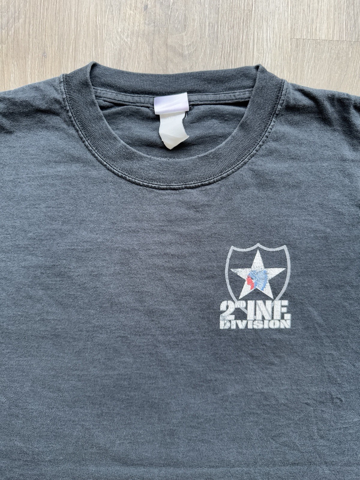 Vintage Y2K Second Infantry US Army Skill Flame Second To None Black 2XL Rare T gallery