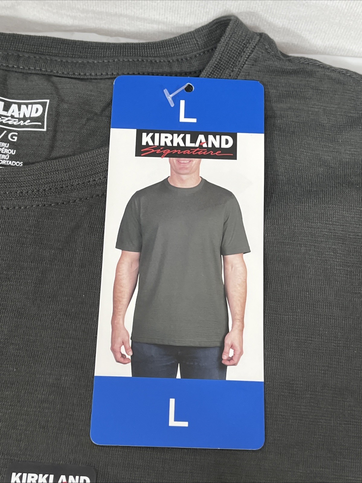Kirkland Signature 100% Pima Cotton Slub Tee, Men's Large, Gray, NEW gallery