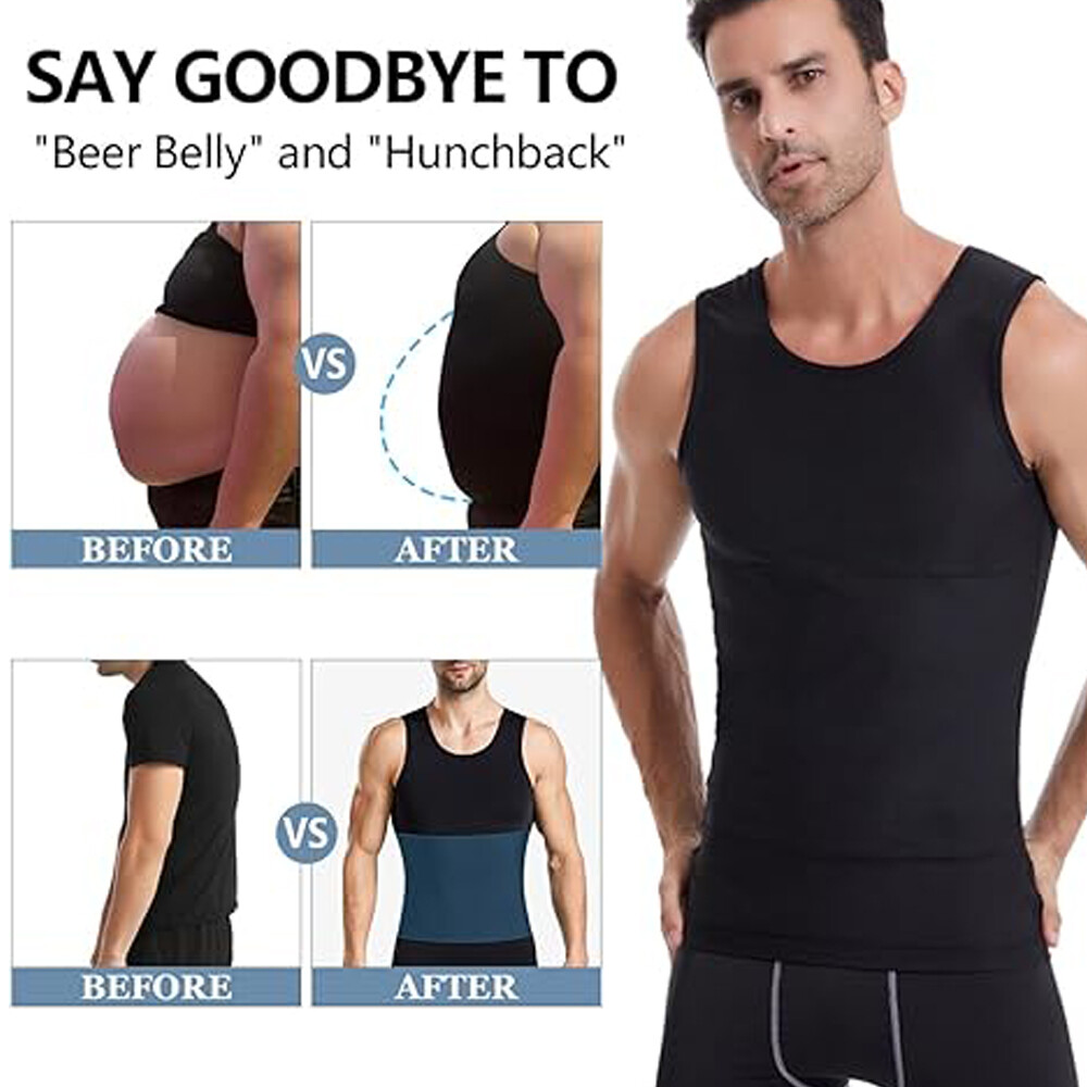 Men Compression Shirts Abdomen Gynecomastia Slimming Body Shaper Vest Tank Tops gallery