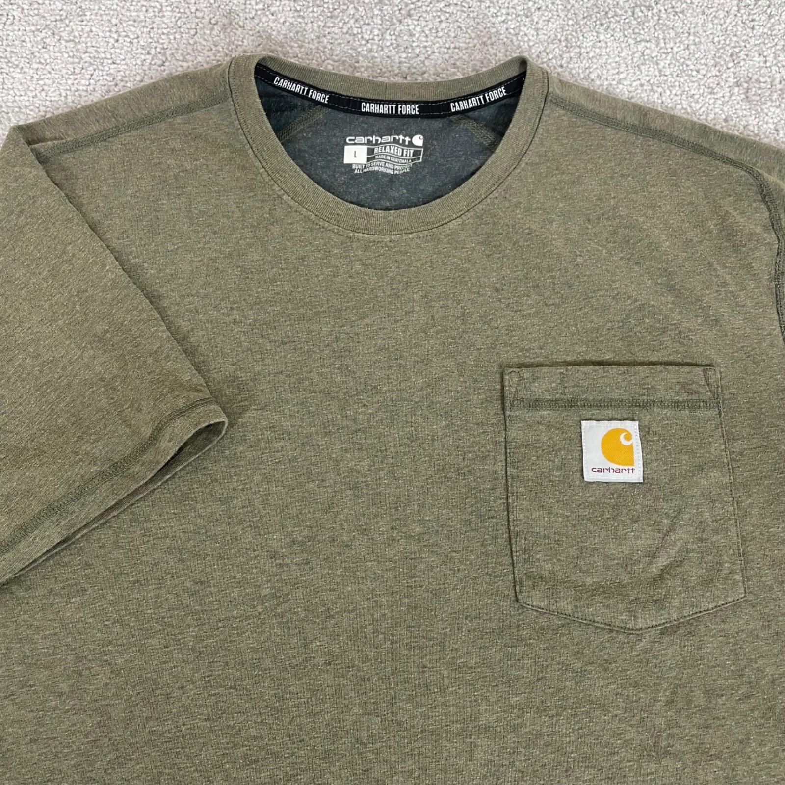 Carhartt Force T Shirt Mens Large Relaxed Fit Pocket Utility Performance Green