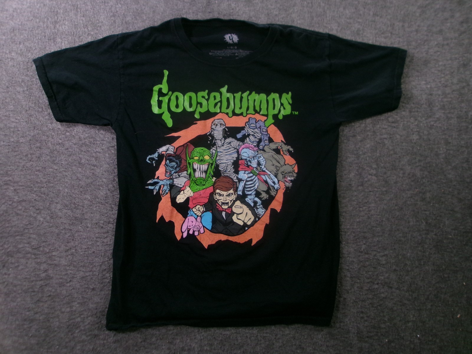 Goosebumps Shirt Mens L Black Slappy the Dummy 90s TV Books Causal Everyday Tee gallery