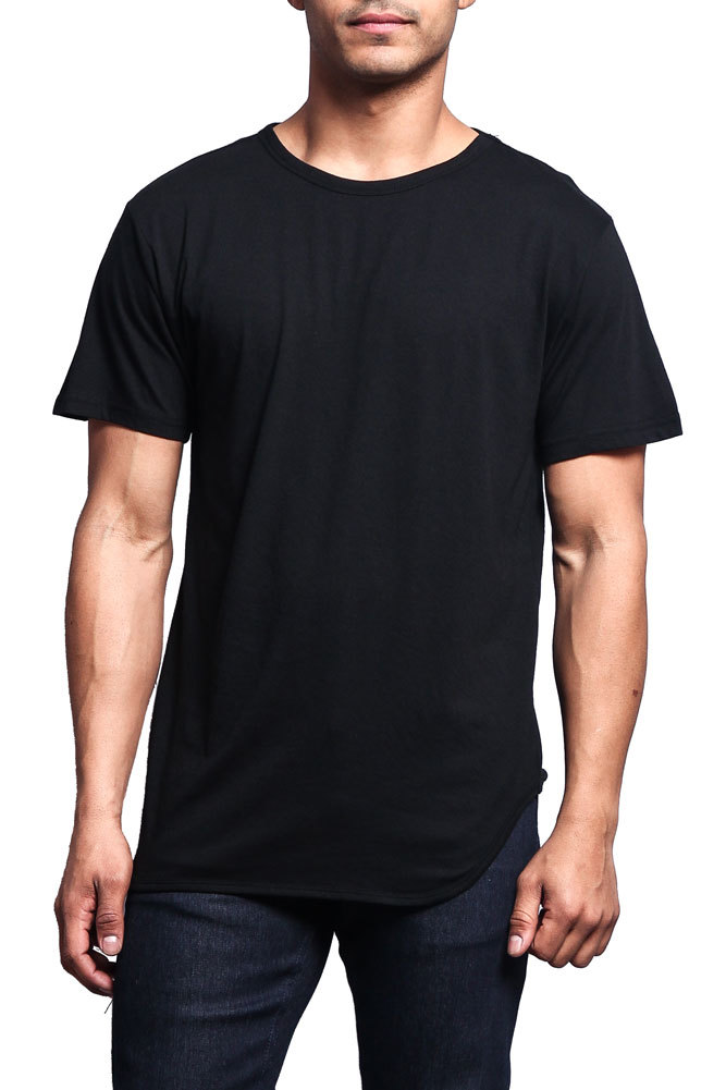 Victorious Men's Hipster Solid Color Long Length Curved Hem T-Shirt TS270-K21A gallery