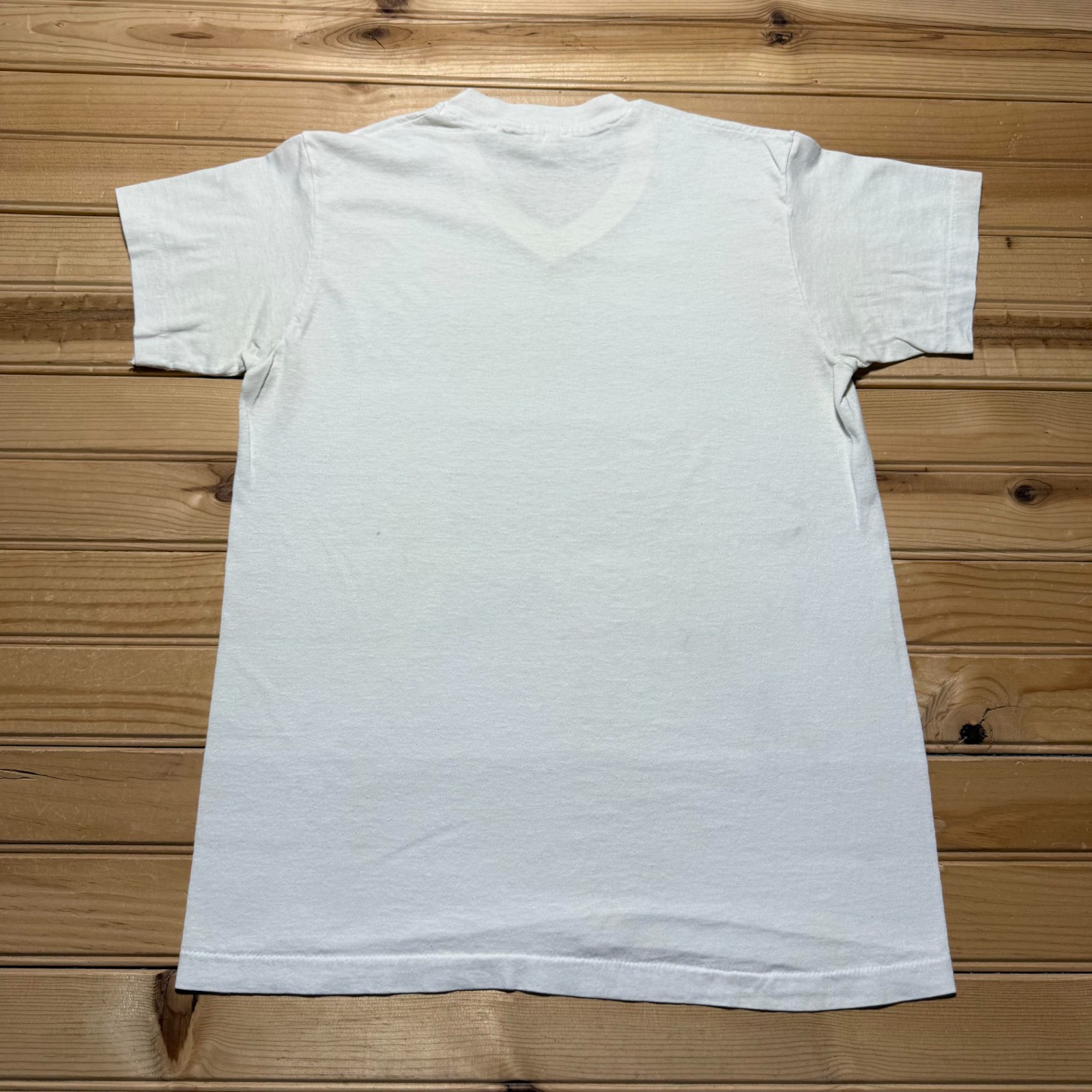 Vintage 70s Hanes Blank Minimalist Streetwear V-Neck Single Stitch T-Shirt Small gallery