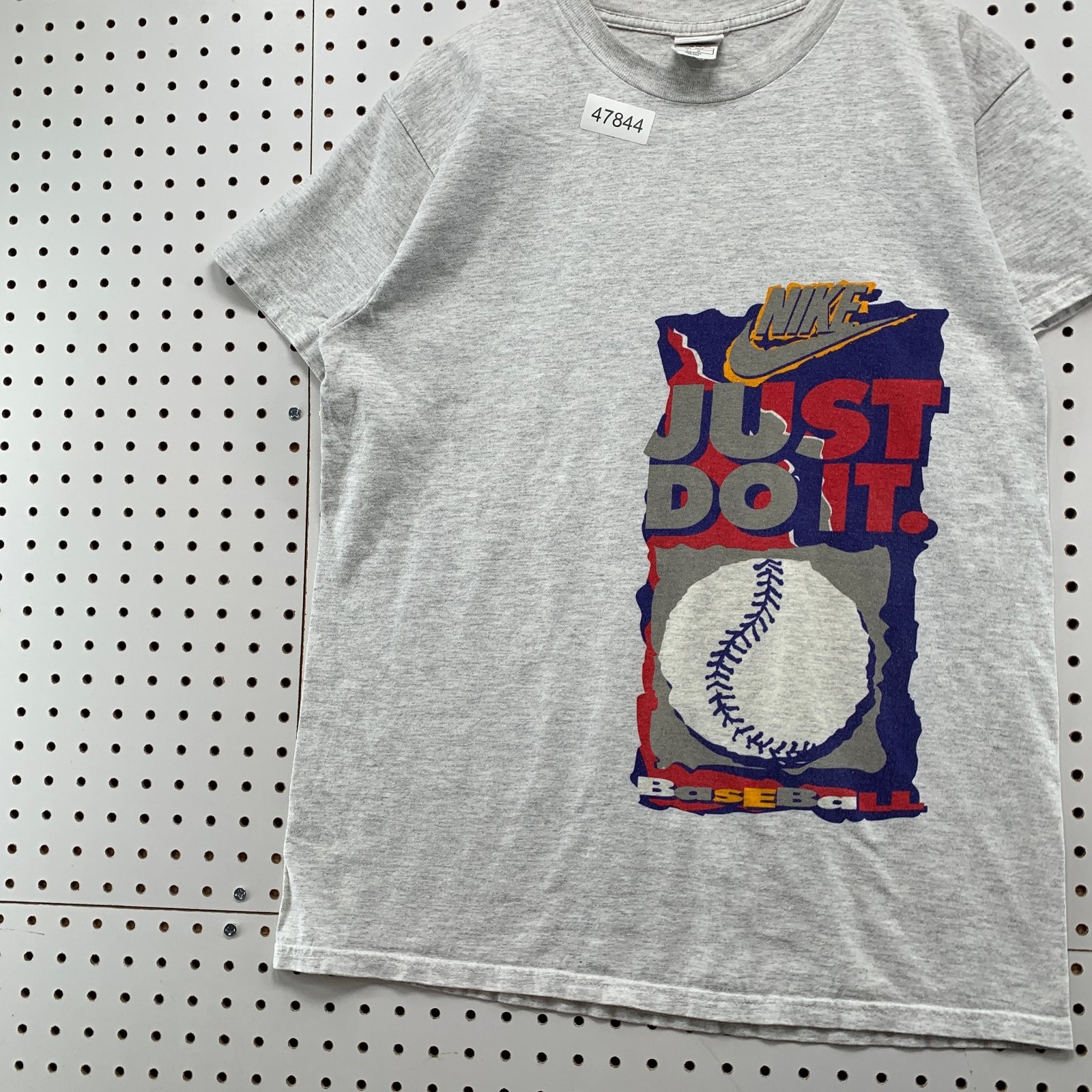 Vintage Nike Baseball T Shirt Mens Large Gray Just Do It Single Stitch USA 90s gallery