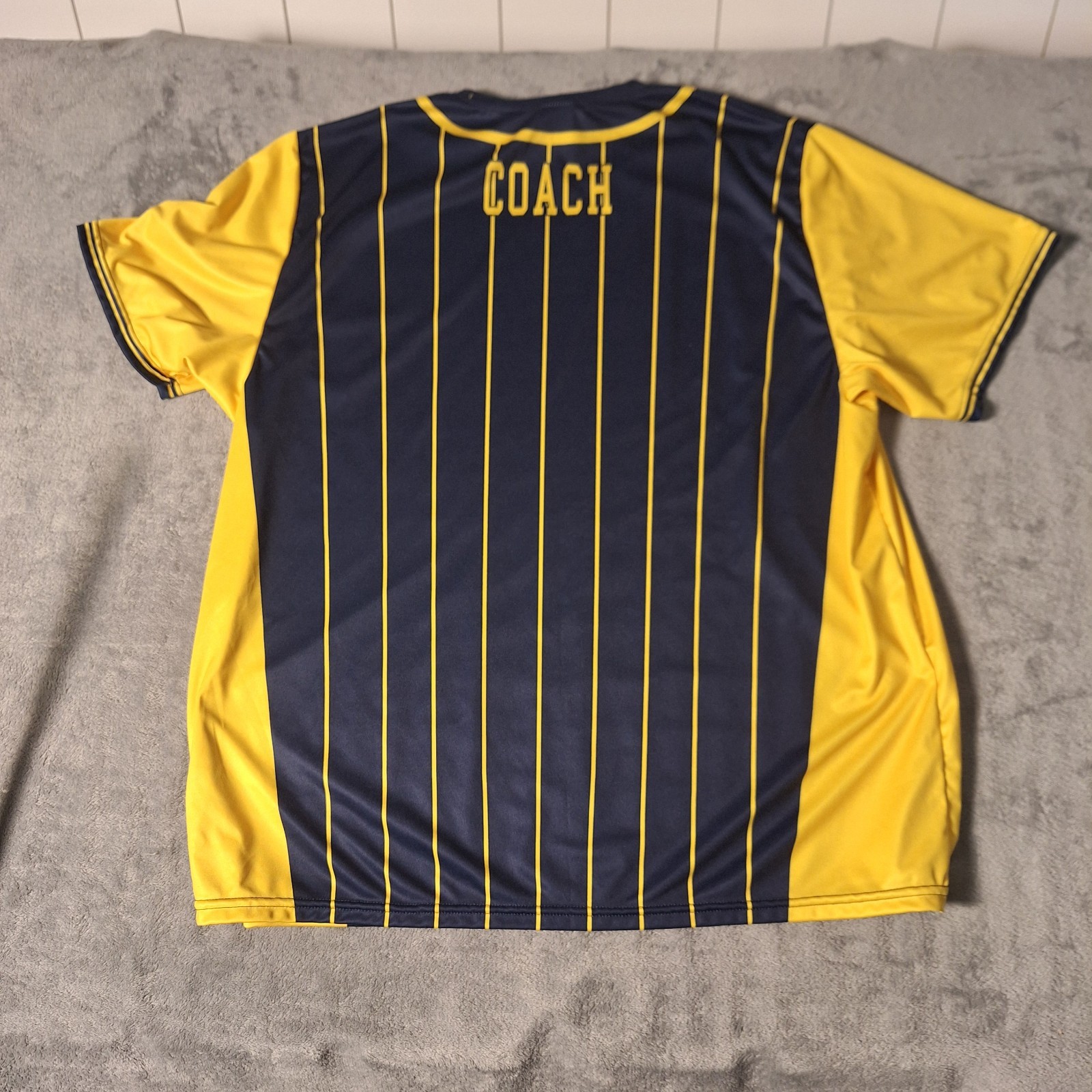 Wickliffe Coach Jersey Pinstripe Navy Blue Yellow Gold Baseball Softball 2XL gallery