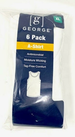 NEW! George Tag Free Comfort A-Shirt Men's, X-Large WHITE, 6-Pack, gallery