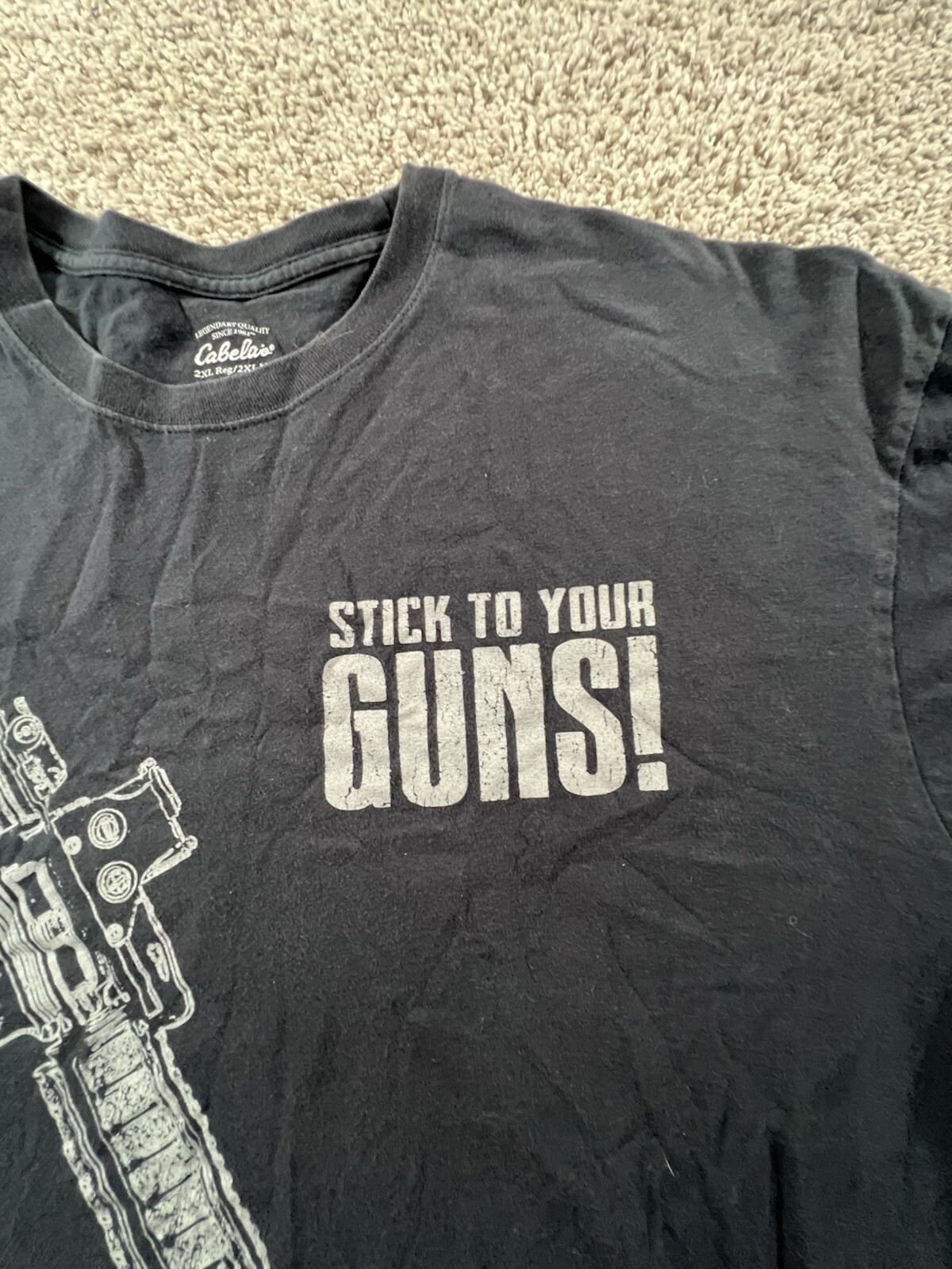 Cabela's Men's T-Shirt Handgun stick To Your Guns Size 2XL Black gallery