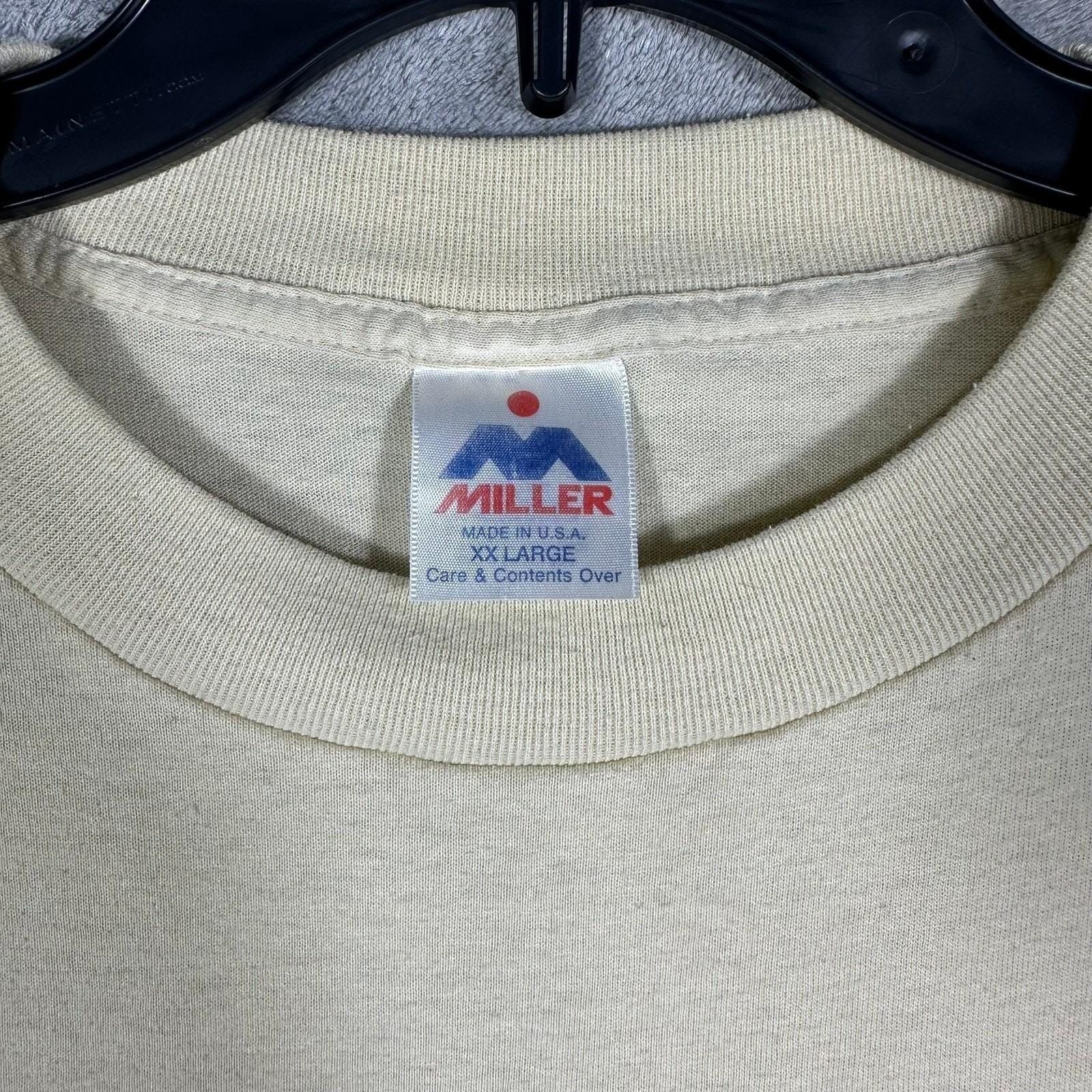 VINTAGE 90s Myrtle Beach Club Puff Print T-Shirt Mens XXL Cream Made in USA gallery