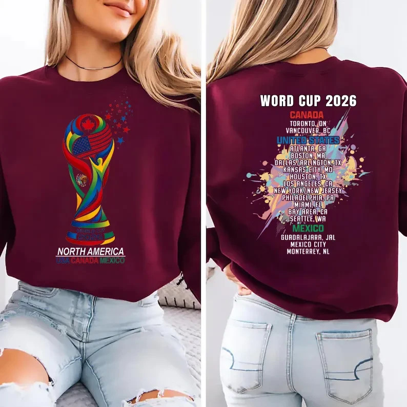 World Cup 2026 Host Cities Double Sided T-Shirt USA Canada Mexico Tee gallery