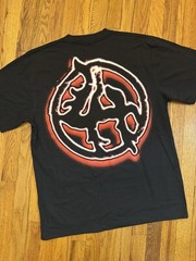 Lost Hills Skull Flame Graphic Tee Black Size Large Double Sided Streetwear NWOT