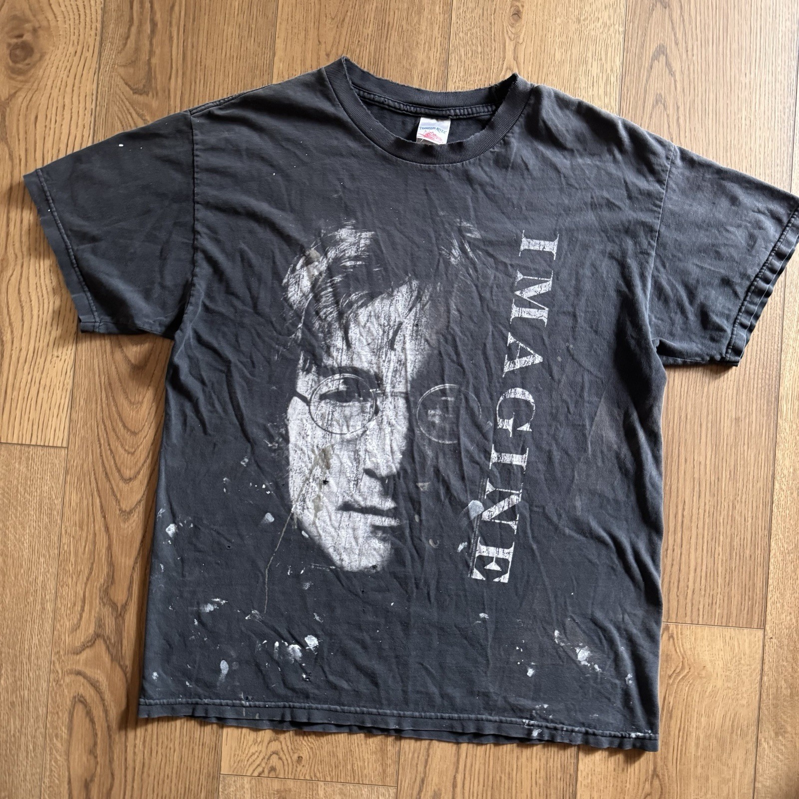 Vintage Hong Lennon Imagine Painter Faded Black Mens Large Shirt Y2K Beatles gallery