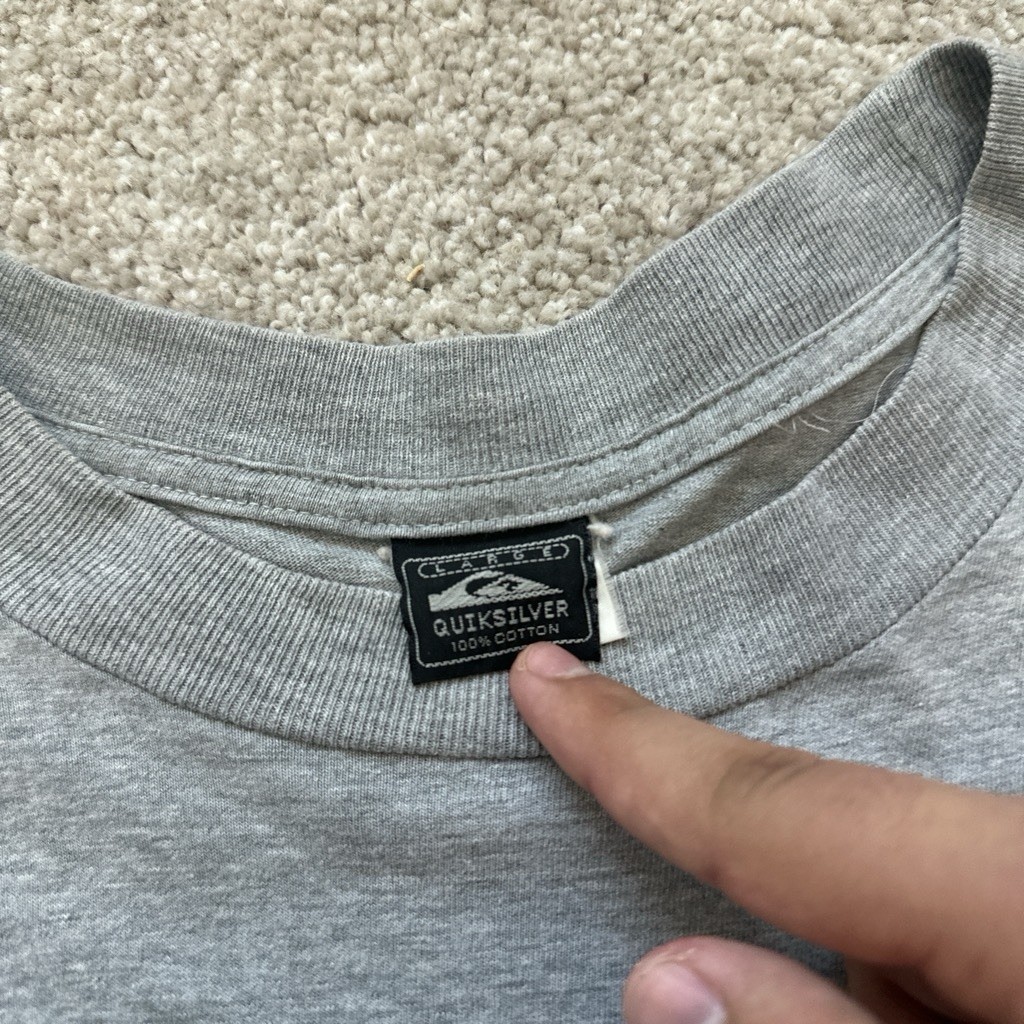 Rare 90s surf quiksilver grey irl hit wave box logo t shirt gallery
