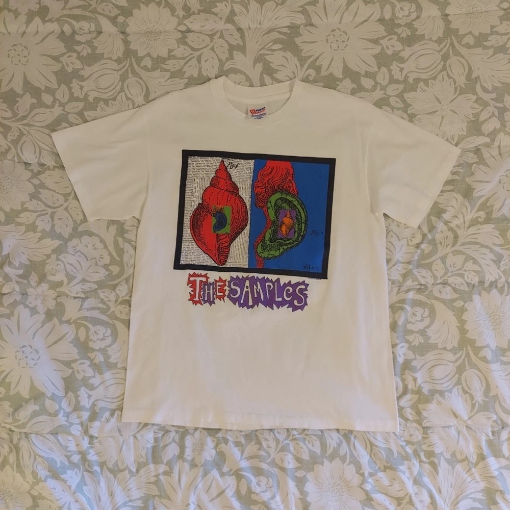 Hanes Ultraweight The Samples Double-Sided Graphic Print White Tee Men’s L