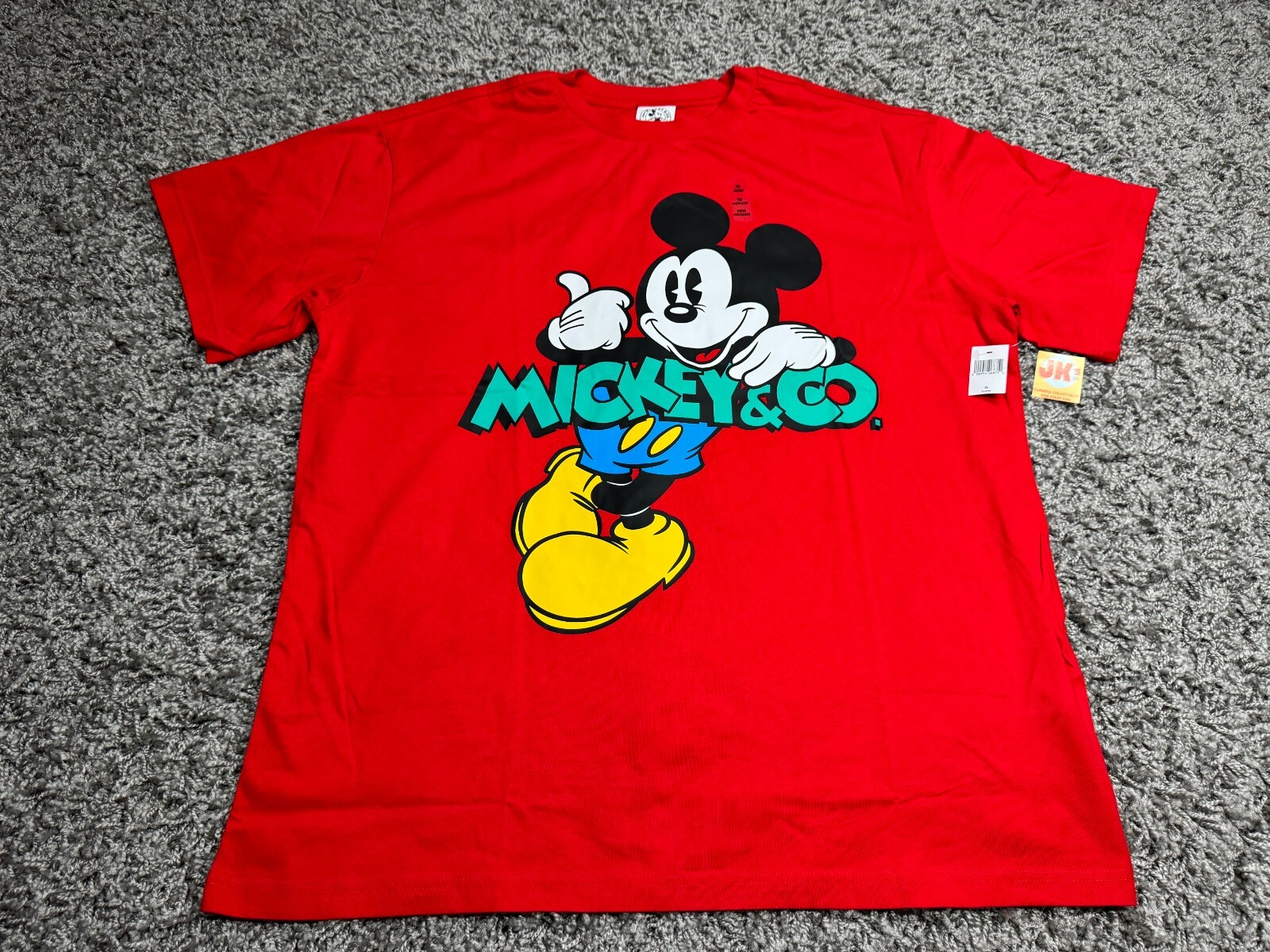 NEW Disney Parks Shirt Adult XL Red Mickey Mouse And Co Mens Blue Yellow Parks