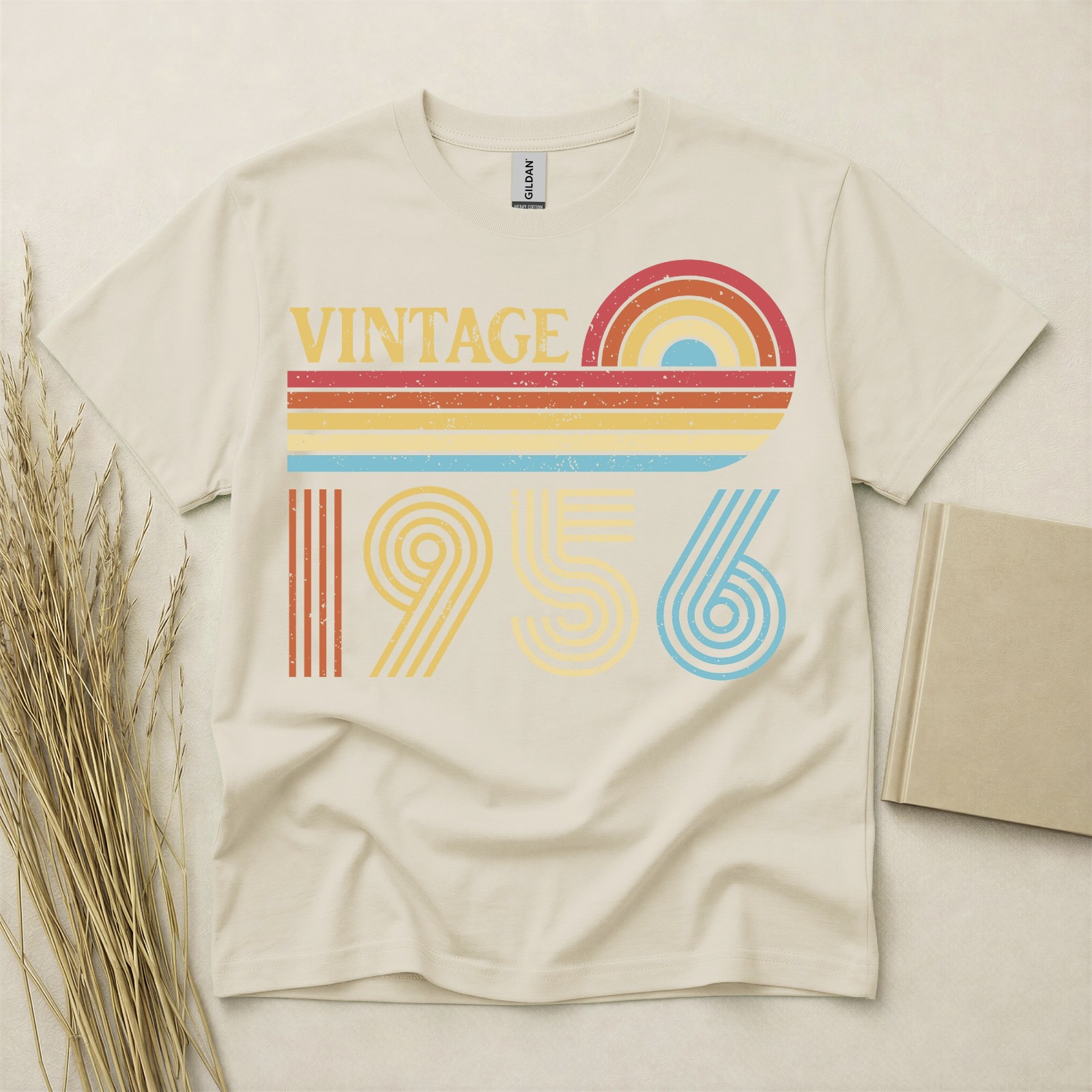 70th Birthday T-shirt Born In 1956 Gifts Vintage Rainbow TShirt Retro Style Tee gallery