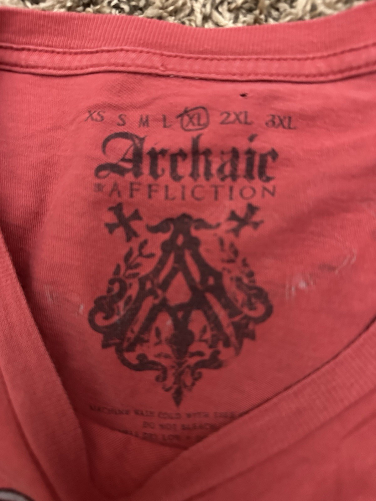 Archaic Affliction Shirt Red All Over Print Y2K Biker MMA Occult Punk Mens Sz XL gallery
