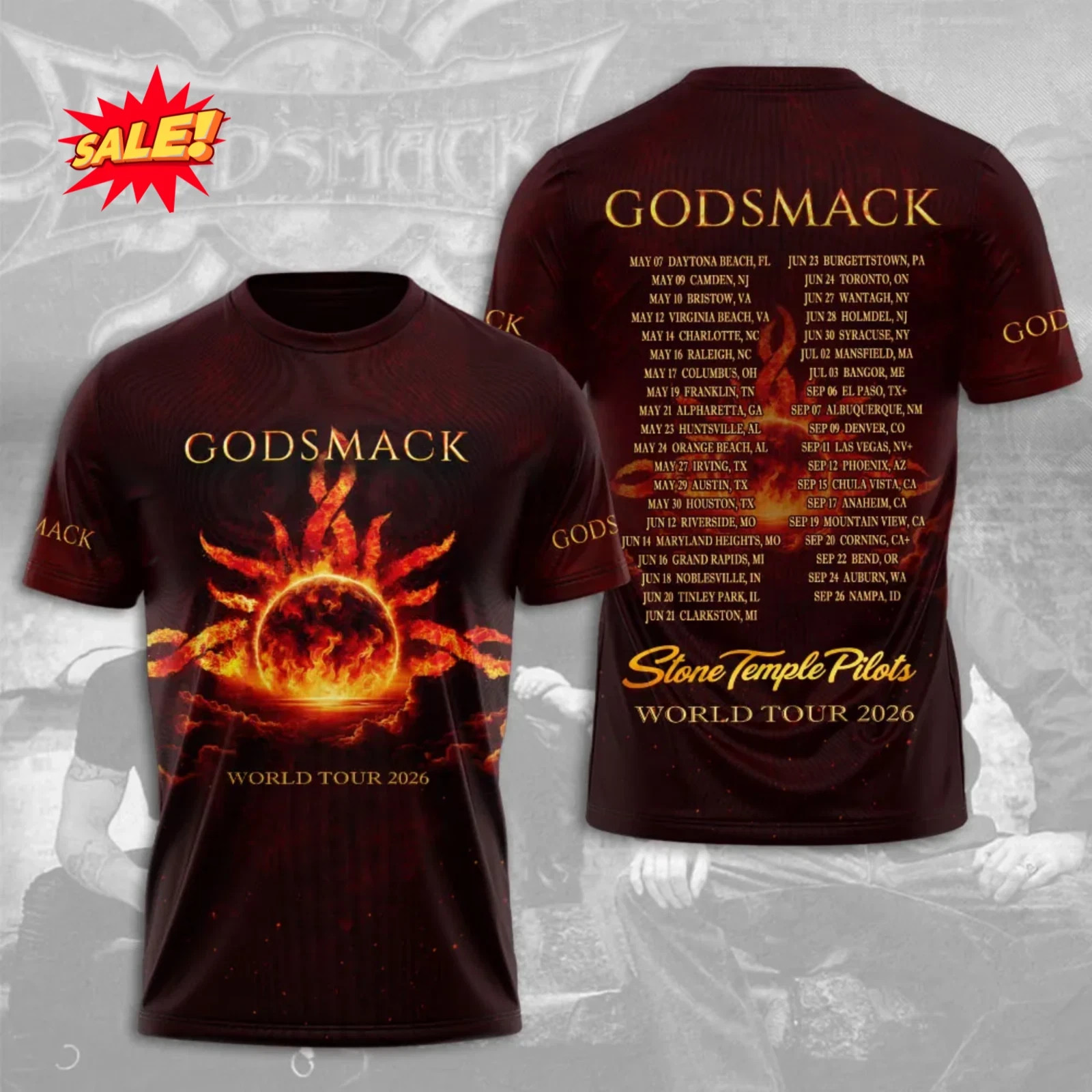 NEW Godsmack Band World Tour 2026 AOP 3D T Shirt For Fans BL973 gallery